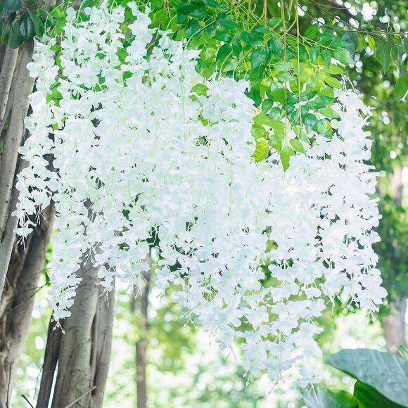 12Pack 45 inch 3.7ft Wisteria Hanging Artificial Flowers Bushy Silk Vine Garland - Picture 6 of 6